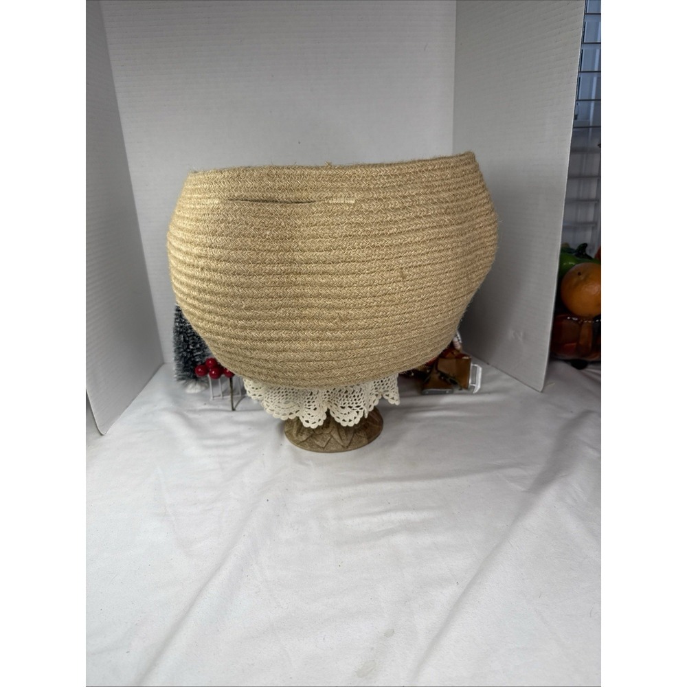 Medium Woven Rope Style Round Basket, Built-In Handles. 11X10X7"(deep).